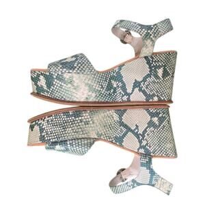 Dolce Vita Datiah Snake Platform Gray Green Platform Wedge Sandals Size 9.5
